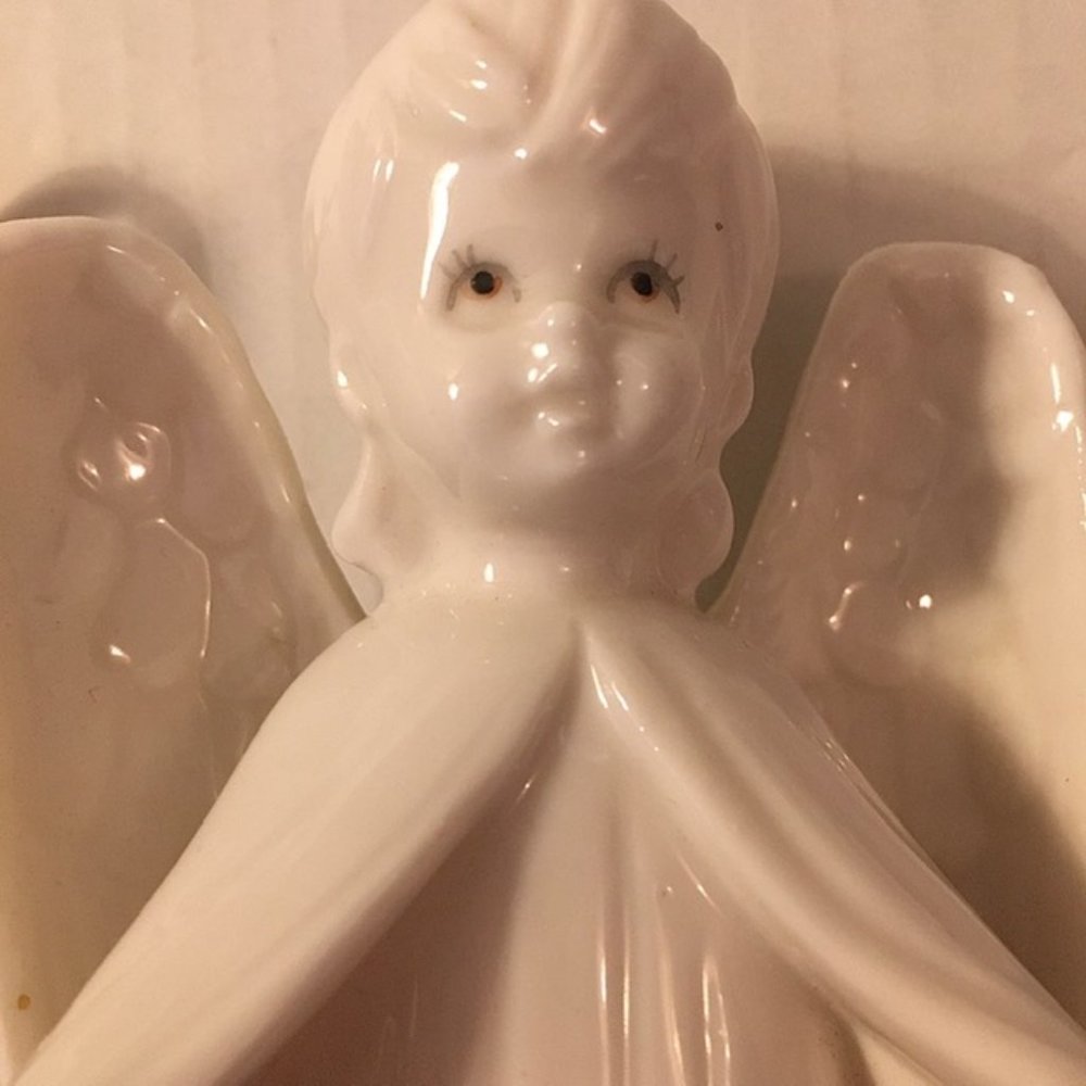 Lefton China Angel Figurine Accent Nightlight Vintage 1985 Hand Painted